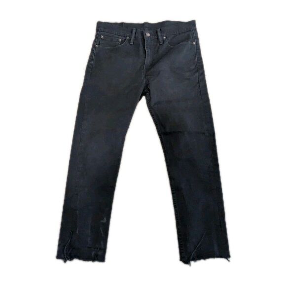 Levis Mens 510 Skinny Fit Black Stretch Denim Jeans Size 32 x 29 frayed hem - Picture 1 of 5